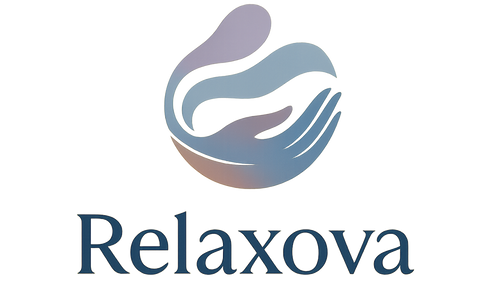 a branded logo for my brand 'Relaxova' brand selling massaging products